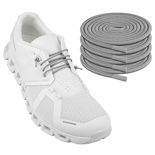 Endoto 2 Paare Elastische Ohne Binden Schnürsenkel für ON Cloud 5 Running Schuhe, Ersatz Rund Dehnbare Gummi Laces Schuhbänder Shoelaces für On Laufschuhe(Grau, 20 Zoll) von Endoto