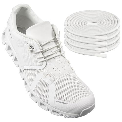 Endoto 2 Paare Elastische Ohne Binden Schnürsenkel für ON Cloud 5 Running Schuhe, Ersatz Rund Dehnbare Gummi Laces Schuhbänder Shoelaces für On Laufschuhe(Weiß, 22 Zoll) von Endoto