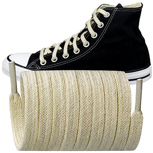 Endoto Ersatz Flache Schnürsenkel für Converse Sneaker Schuhe, Breite Schuhbänder Shoelaces Laces(Beige,54 Zoll) von Endoto