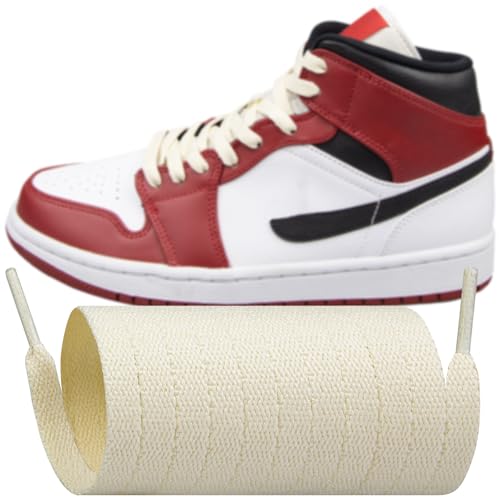 Endoto Schnürsenkel für Air Jordan 1/2/3/4/5/6/7/8 Sneaker Schuhe, Schuhbänder Ersatz Flache Breit Polyester, Flat Shoelaces Laces (Sahne, 55 Zoll) von Endoto