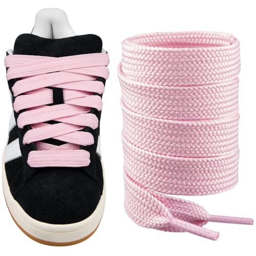 Endoto Schnürsenkel für Adidas Campus 00s Sneaker schuhe, 16MM Flache Dicke Breite Schuhbänder Ersatz Shoelaces Laces (Hellrosa,50 Zoll von Endoto