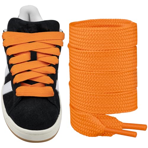 Endoto Schnürsenkel für Adidas Campus 00s Sneaker schuhe, 16MM Flache Dicke Breite Schuhbänder Ersatz Shoelaces Laces (Orange,63 Zoll von Endoto