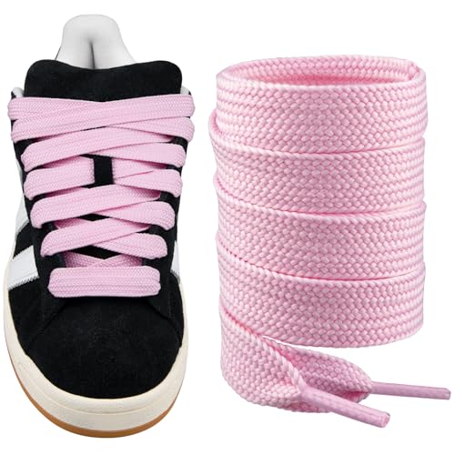 Endoto Schnürsenkel für Adidas Campus 00s Sneaker schuhe, 16MM Flache Dicke Breite Schuhbänder Ersatz Shoelaces Laces (Rosa,54 Zoll von Endoto