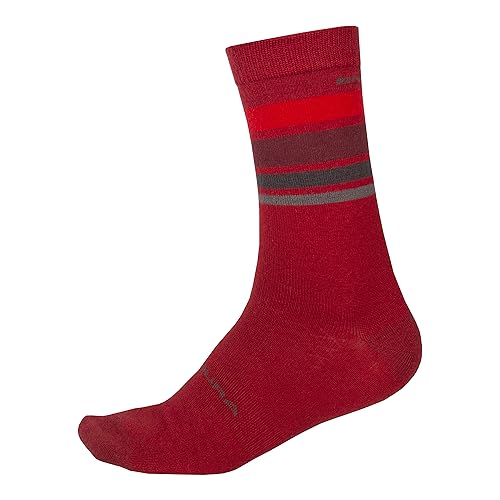 Endura BaaBaa Merino Stripe Fahrradsocken für Herren, Rot, S von Endura