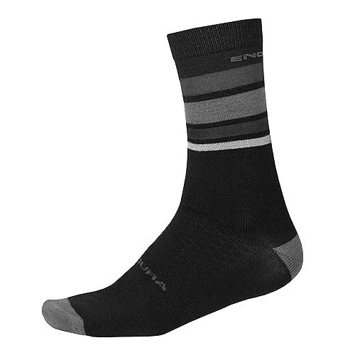 Endura BaaBaa Merino Stripe Fahrradsocken für Herren, Mattschwarz, S von Endura