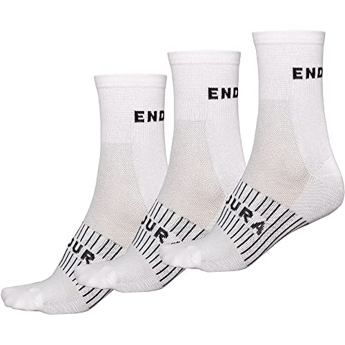 Endura CoolMax Race 3-P Fahrradsocken für Herren, Weiß, S von Canterbury