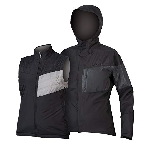 Endura Urban Luminite 3 in 1 wasserdichte Fahrradjacke II, Primaloft Gilet enthalten, Schwarz, Größe M von Endura