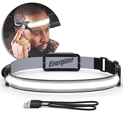 Energizer LED-Stirnlampe mit Weitstrahl, ultrahell, wiederaufladbar, COB-Kopflicht, wasserabweisend (USB-Kabel im Lieferumfang enthalten) von Energizer