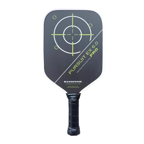 Engage Pursuit Pro EX 6.0 Pickleball-Paddel – Breitkörperform, Raw T700 Toray Kohlefaser-Gesicht, 16 mm Control Pro Core, Vortex Barrier Edge Technologie begrenzt Vibration (Alpine Lime, Lite) von Engage Pickleball