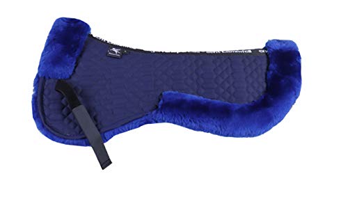 Engel Reitsport Lammfell Sattelkissen SAKIS2-M-MAR-MAR mit Fellrand vorne und hinten Steppstoff Marineblau Fell Marine Grösse M von Engel Reitsport