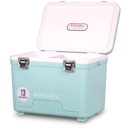 ENGEL Kühlbox 13qt (12,3 Liter) Auslaufsicher, Luftdicht, Tragbare, Kleine Kühlbox für Camping, Picknick, Wandern, Festival - Eisbox Ohne Strom für Männer & Frauen, 38 x 25,4 x 28,5 cm im Meeresschaum von ENGEL