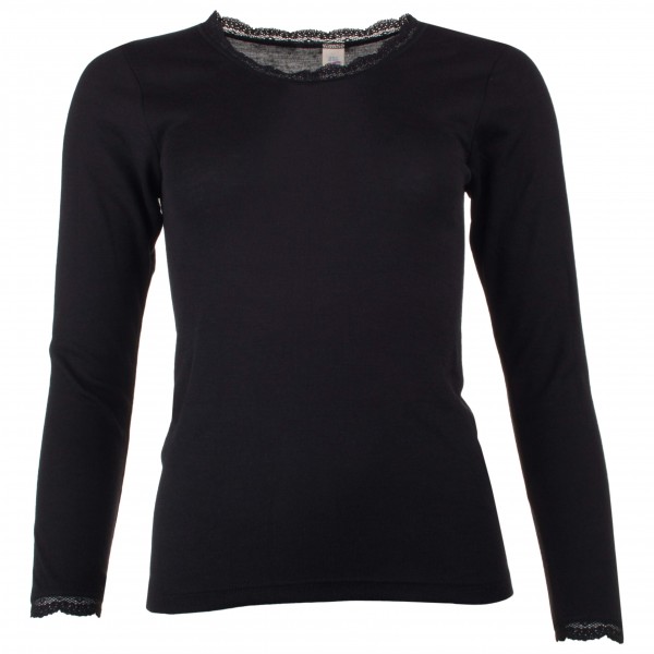 Engel - Women's Shirt L/S mit Spitze - Merinounterwäsche Gr 38/40 schwarz von Engel