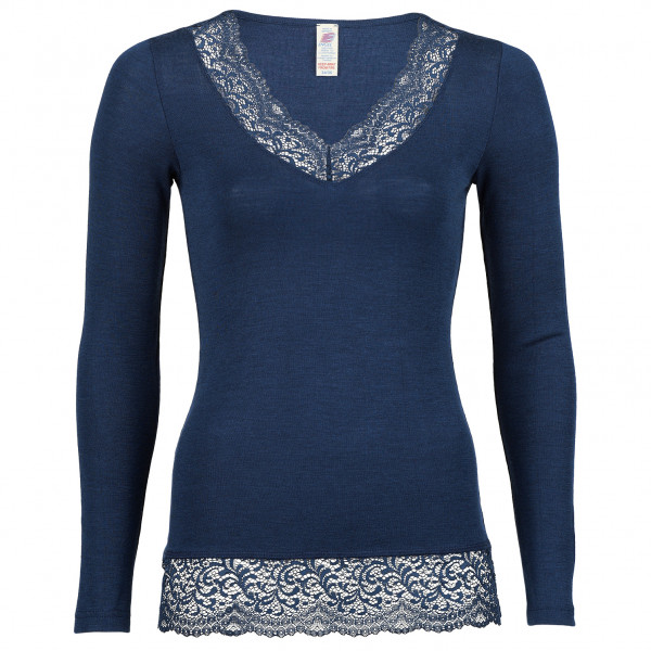 Engel - Women's Shirt L/S mit Spitze - Seidenunterwäsche Gr 42/44 blau von Engel