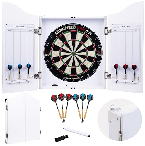 Holz Dartschrank, sisal Dartscheibe, inbegriffen 6 Darts 18gr und Zubehör (weiß) Holz Dartschrank, sisal Dartscheibe, inbegriffen 6 Darts 18gr und Zubehör (weiß) von Engelhart