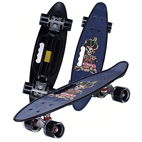 Mini Cruiser Retro Skateboard Komplettboard für Kinder Jugendliche mit LED Leuchtrollen und Tools für Anfänger von Enjoy Fit