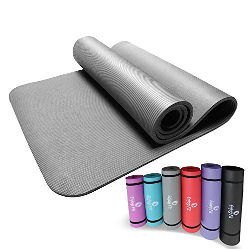 Enjoy Fit Gymnastikmatten mit Gurte Eine Vielzahl von Farben und Spezifikationen Keine Phthalate Yogamatten Einseitige rutschfest leicht zu reinigen (Grau, 185 * 80 * 1.2) von Enjoy Fit