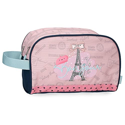 Enso Bonjour Kulturbeutel Zwei Fächer Anpassbar Rosa 26x16x11 cm Polyester von Enso