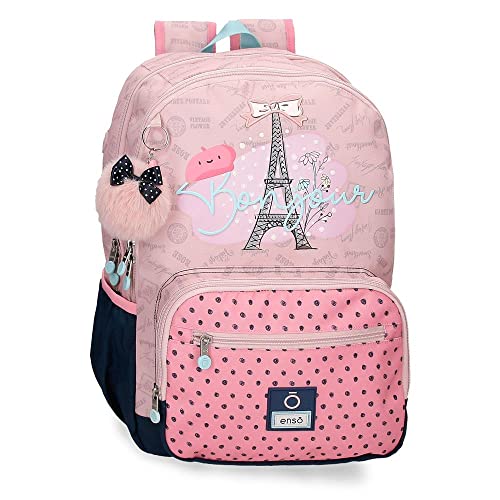 Enso Bonjour Schulrucksack mit zwei Fächern Rosa 32x44x17 cm Polyester 23.94L von Enso