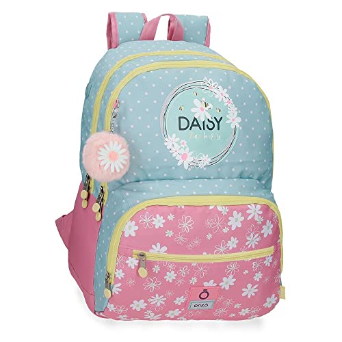 Enso Daisy Schulrucksack, Doppelfach, Rosa, 33 x 46 x 17 cm, Polyester, 21,6 l, Rosa, Schulrucksack mit Doppelfach von Enso