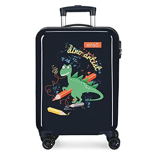 Enso Dino Artist Cabin Koffer Multicolor 38x55x20 cm Starres ABS Seitliches Zahlenschloss 34L 2 kg 4 Doppelräder Handgepäck von Enso