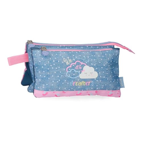 Enso Dreamer Federmäppchen, dreifach, Blau, 22 x 12 x 5 cm, Polyester von Joumma Bags, blau, Dreifaches Federmäppchen von Enso