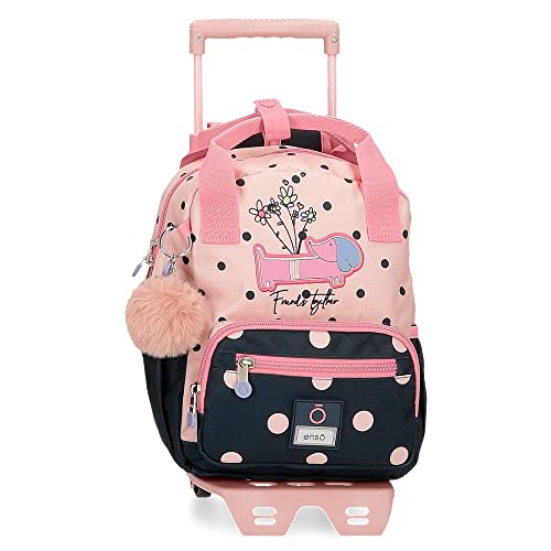 Enso Friends Together Kleiner Rucksack mit Trolley, rosa, 23 x 28 x 10 cm, Polyester, 6,44 l, Rosa, Kleiner Rucksack mit Trolley von Enso