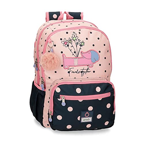 Enso Friends Together Schulrucksack Doppelfach Rosa 32 x 44 x 17 cm Polyester 23,94 l, Rosa, Schulrucksack mit Doppelfach von Enso