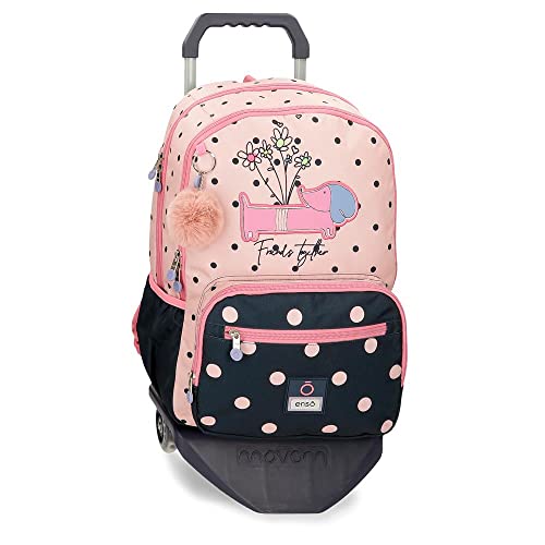 Enso Friends Together Schulrucksack Doppelfach mit Trolley Rosa 32 x 44 x 17 cm Polyester 23,94 l, Rosa, Schulrucksack mit doppeltem Fach und Trolley von Enso