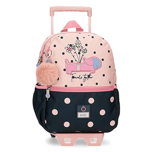 Enso Friends Together Vorschulrucksack, anpassbar, Rosa, 25 x 32 x 12 cm, Polyester, 9,6 l, Rosa, Rucksack für die Vorschule, anpassbar an den Trolley von Enso