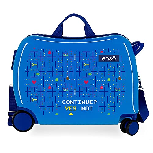 Enso Gamer Kinderkoffer, Blau, 50 x 38 x 20 cm, starr, ABS, seitlicher Kombinationsverschluss 34 1,8 kg, 4 Räder, Handgepäcktasche von Enso