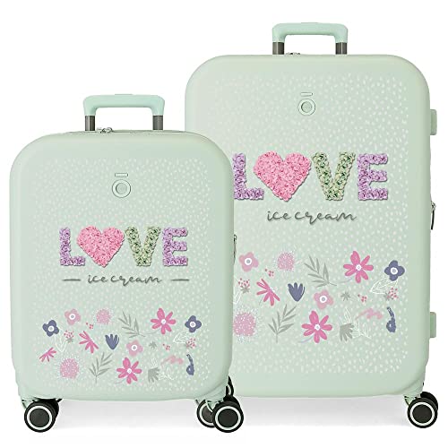 Enso Love Ice Cream Kofferset Grün 55/70 cm Starres ABS Integrierter TSA-Verschluss 116L 7,54 kg 4 Doppelrollen Handgepäck Enso Love Ice Cream Kofferset Grün 55/70 cm Starres ABS Integrierter TSA-Verschluss 116L 7,54 kg 4 Doppelrollen Handgepäck von Enso