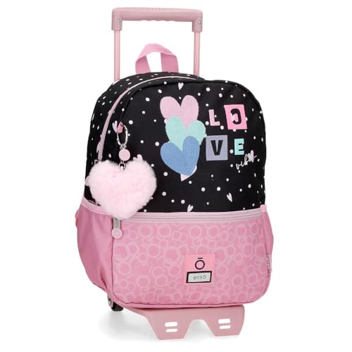 Enso Love Vibes Vorschulrucksack, anpassbar, Rosa, 25 x 32 x 12 cm, Polyester, 9,6 l, Rosa, Rucksack für die Vorschule, anpassbar an den Trolley von Enso