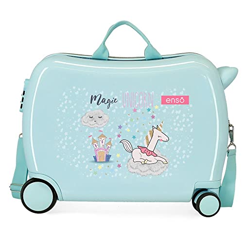 Enso Magic Unicorn Kinderkoffer, blau, 50 x 38 x 20 cm, starr, ABS-Kombinationsverschluss, 34 l, 1,8 kg, 4 Räder, Handgepäck Enso Magic Unicorn Kinderkoffer, blau, 50 x 38 x 20 cm, starr, ABS-Kombinationsverschluss, 34 l, 1,8 kg, 4 Räder, Handgepäck von Enso