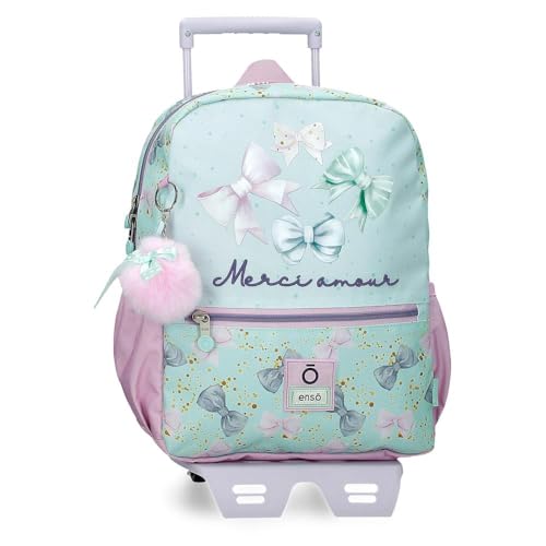 Enso Merci Amour Rucksack mit Trolley, Grün, 27 x 33 x 11 cm, Polyester, blau, Talla única, Rucksack mit Trolley von Enso