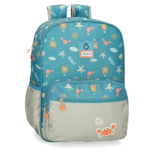 Enso Mr Crab Schulrucksack, anpassbar an Kinderwagen, Blau, 30 x 38 x 12 cm, Polyester, 13,68 l, blau, Schulrucksack, anpassbar an Trolley von Enso