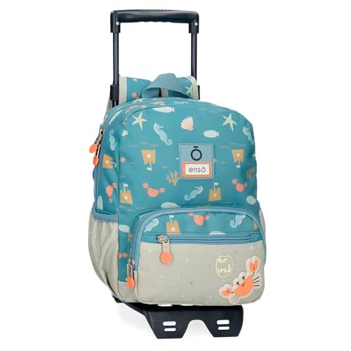 Enso Mr Crab Vorschulrucksack mit Trolley, Blau, 23 x 28 x 10 cm, Polyester, 6,44 l, blau, Vorschule Rucksack mit Trolley von Enso