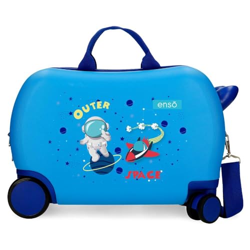 Enso Outer Space Kinderkoffer, Blau, 45 x 31 x 20 cm, Harter ABS-Kunststoff, 24,6 l, 1,8 kg, 4 Räder, Handgepäck, blau, Kinderkoffer von Enso