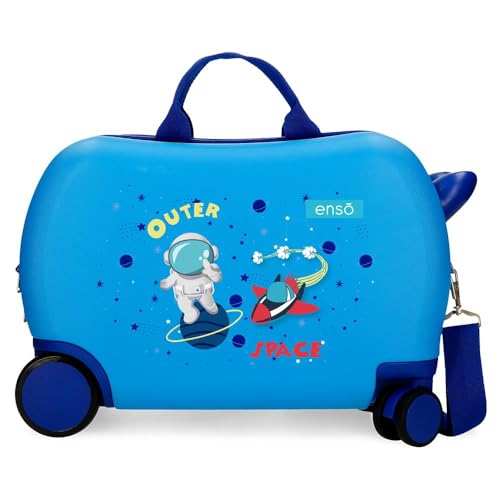 Enso Outer Space Kinderkoffer, Blau, 45 x 31 x 20 cm, harter ABS-Kunststoff, 24,6 l, 1,8 kg, 4 Räder, Handgepäck, blau, Kinderkoffer von Enso