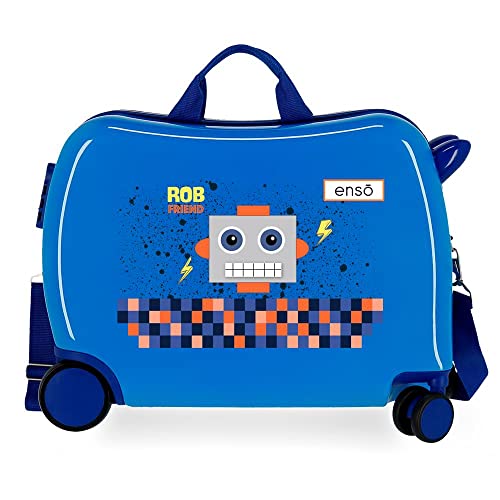 Enso Rob Friend Kinderkoffer, Blau, 50 x 38 x 20 cm, starr, ABS-Kombinationsverschluss, 34 l, 1,8 kg, 4 Räder, Handgepäck von Enso