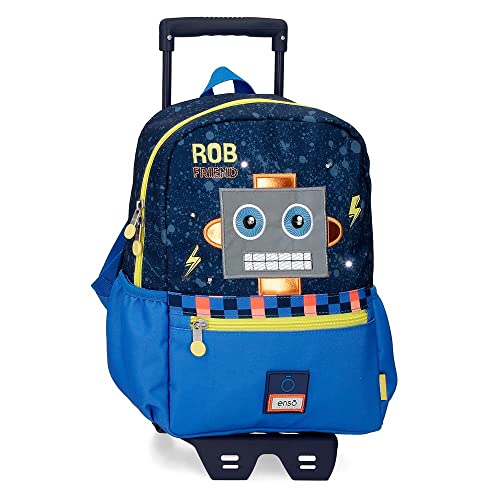 Enso Rob Friend Schulrucksack mit Trolley, Blau, 25 x 32 x 12 cm, Polyester, 9,6 l von Enso