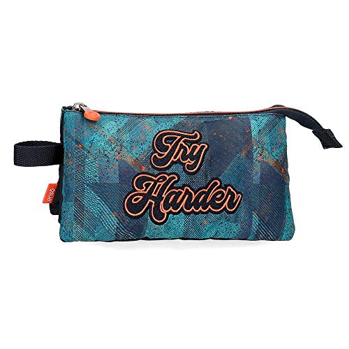 Enso Try Harder Federmäppchen mit drei Fächern, Blau, 22 x 12 x 5 cm, Polyester Enso Try Harder Federmäppchen mit drei Fächern, Blau, 22 x 12 x 5 cm, Polyester von Enso