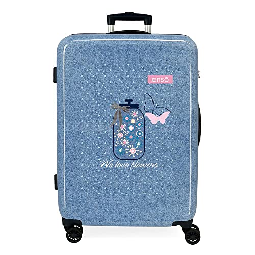 Enso We Love Flowers Koffer, mittelgroß, Blau, 48 x 68 x 26 cm, Hartplastik, seitlicher Kombinationsverschluss, 70 l, 3 kg, 4 Räder Enso We Love Flowers Koffer, mittelgroß, Blau, 48 x 68 x 26 cm, Hartplastik, seitlicher Kombinationsverschluss, 70 l, 3 kg, 4 Räder von Enso