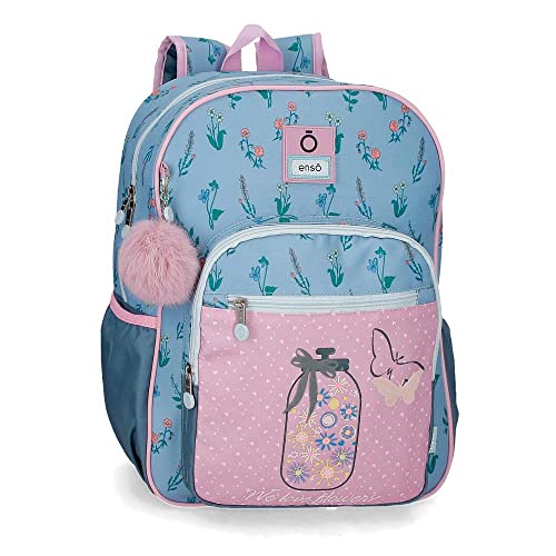 Enso We Love Flowers Schulrucksack, Rosa, 30 x 38 x 12 cm, Polyester, 13,68 l, Rosa, Schulrucksack von Enso