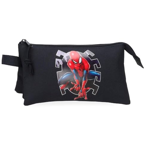 Joumma Marvel Spiderman-Attack Federmäppchen mit 3 Fächern, Schwarz, 22 x 12 x 5 cm, Polyester, Schwarz, Dreifaches Federmäppchen Joumma Marvel Spiderman-Attack Federmäppchen mit 3 Fächern, Schwarz, 22 x 12 x 5 cm, Polyester, Schwarz, Dreifaches Federmäppchen von Marvel