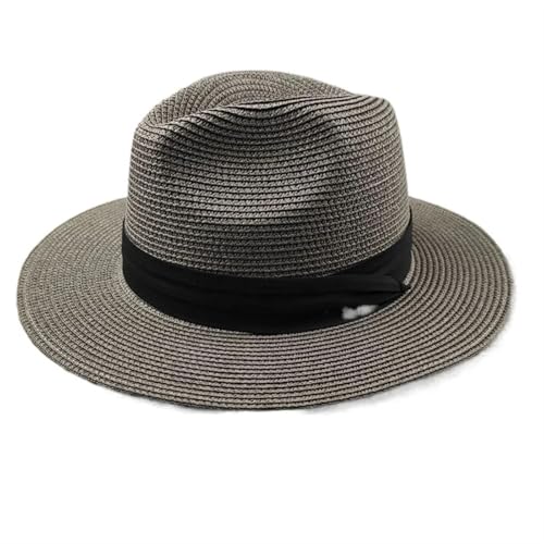 EnxJire Cowboy Hut Große Größe XL61-64cm Hüte Männer Frauen Strand Breiter Krempe Strohhut Dame Sommer Sonnenhüte Plus Größe Fedora Hut 55-57cm 58-60cm(Grey,L 58-60cm) von EnxJire