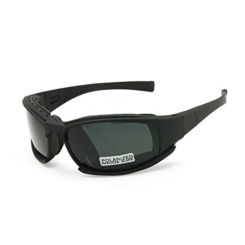 Polarisierte Armee-Sonnenbrille, Militärbrille 4-Objektiv-Kit Männer Kriegsspiel Taktische Outdoor-Sonnenbrille (Black, Polarized) von EnzoDate