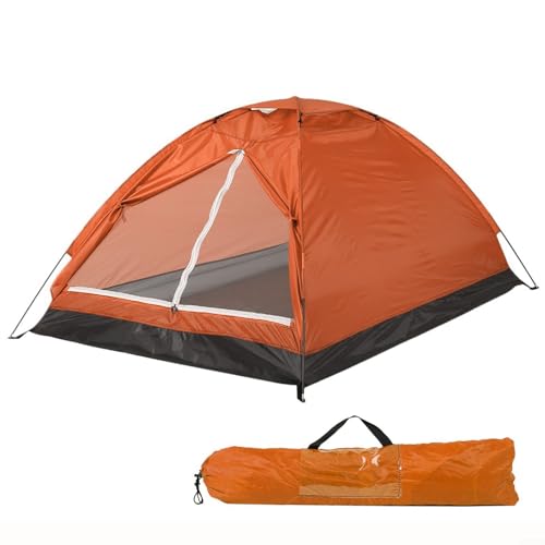 EpheyFIF 2-Mann-Campingzelt, einfach aufzubauen, wasserdicht, leicht, Rucksackzelt für Garten, Sonnenschutz, Outdoor-Wandern, 199,9 x 150,1 x 110 cm, Polyester-Oxford-Stoff (orange) von EpheyFIF
