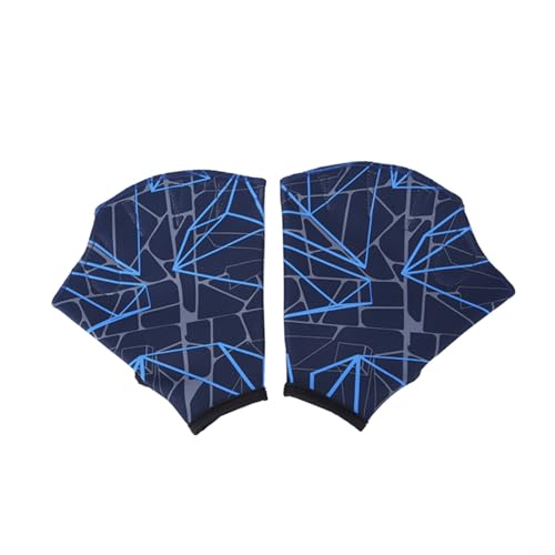 EpheyFIF Schwimmhandschuhe, gewebte Schwimmhandschuhe, bedruckt, wasserabweisend, Trainingszubehör zum Schwimmen und Tauchen (M, Marineblau) von EpheyFIF