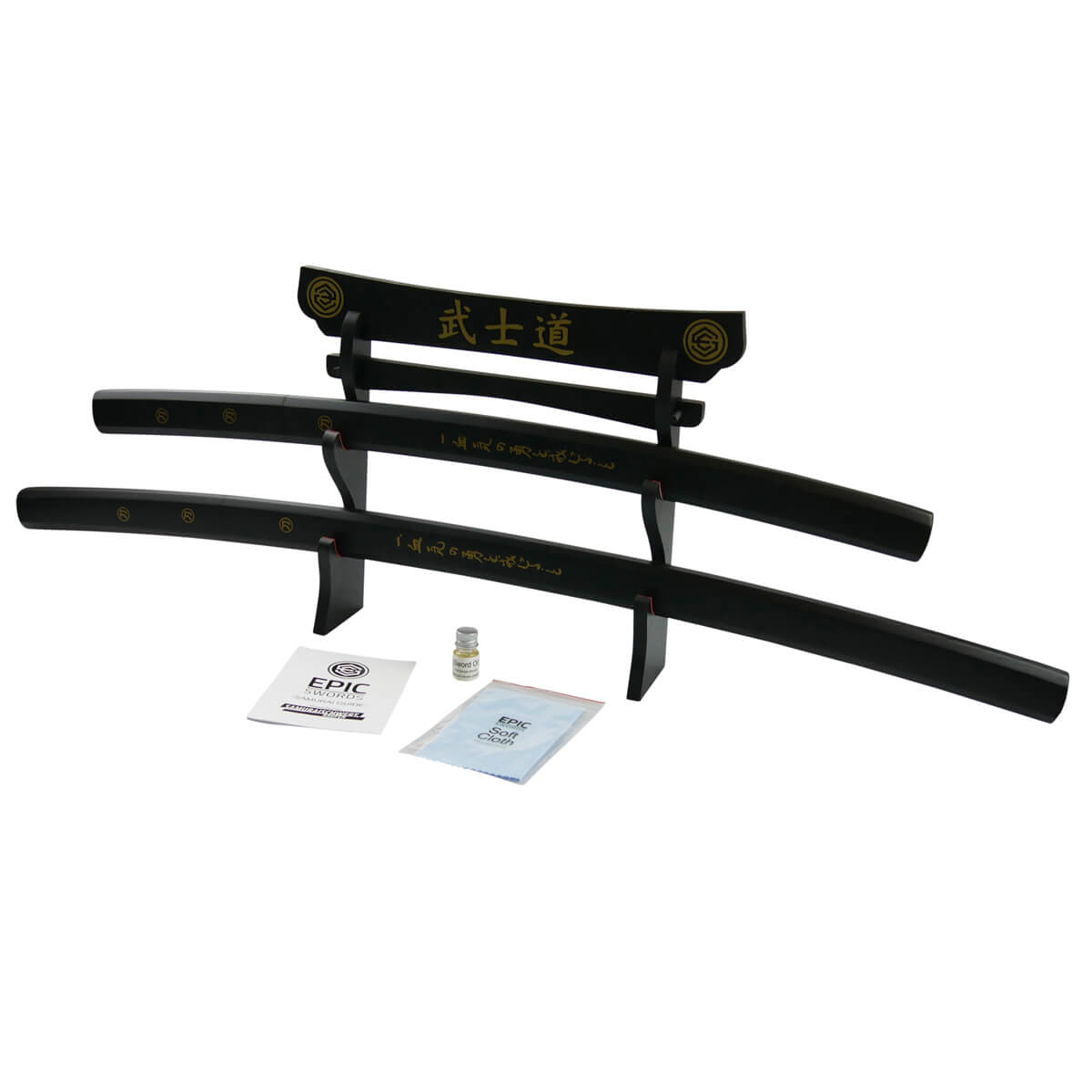 Epic Swords Katana Wakizashi Black Aikuchi Daisho Schwertpaar mit Schwertständer und Zubehör Epic Swords Katana Wakizashi Black Aikuchi Daisho Schwertpaar mit Schwertständer und Zubehör von Epic Swords