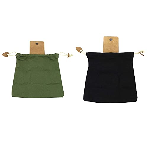 Epodmalx Faltbare Aufbewahrungstasche aus Segeltuch, zum Aufhängen an der Taille mit Lederbezug, Grün und Schwarz, 2 Stück von Epodmalx